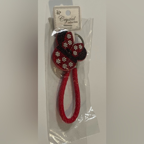 NEW Minnie Mouse Red and Black Crystal Keychain - Picture 2 of 2